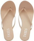 Leather flip flops in ombre (nude to peach)