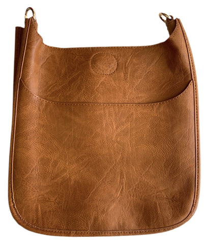 Classic Faux Leather Messenger in camel - No Strap