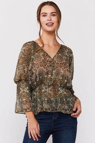 Fauntine amber bell sleeve top