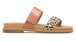 Lilly 2 band slides in amber brown /leopard
