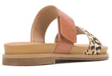 Lilly 2 band slides in amber brown /leopard