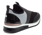 Mari Black/Silver knit slip-on sneakers