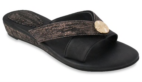 Mellie black & rose gold sandals