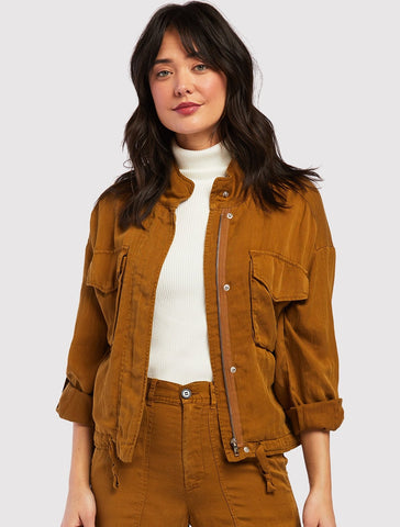 Rogue golden brown roll tab sleeve jacket