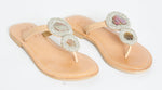 Camel rayas shell beaded sandals