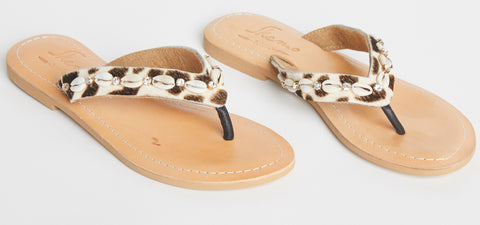 Savannah shell embellished leather sandals