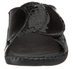 Paola adjustable leather slide sandals in Black