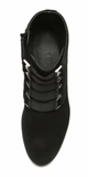 Strap tease black waterproof suede block heel booties