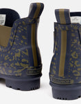 Wellibob short rain boots in navy/khaki leopard