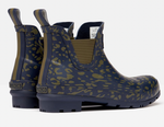 Wellibob short rain boots in navy/khaki leopard