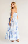 Lido watercolor leaf dress in pacific blue