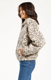 Denver leopard sherpa jacket in mink grey
