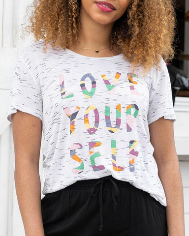 Love yourself space dyed graphic tee