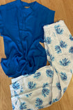 Blue beaded short sleeve top (Custom Collection)