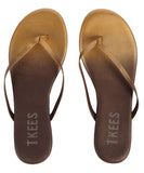 Leather flip flops in ombre (gold to brown)