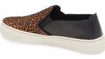 Sneak name slip-on sneakers flock cognac leopard/black