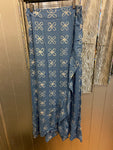 Shibori long wrap skirt in blue