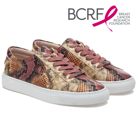 Lacee pink multi snake print lace-up sneakers