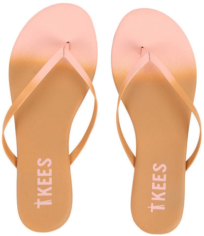 Leather flip flops in ombre (nude to blush pink)