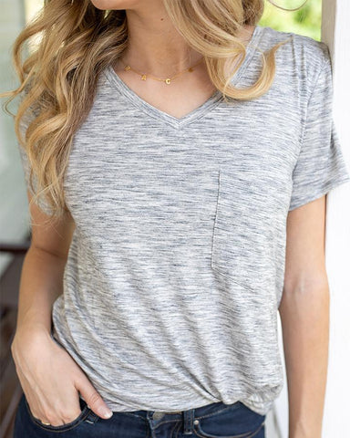 Perfect pocket tee in salt and pepper