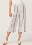 Linen blend striped white leg crop pants